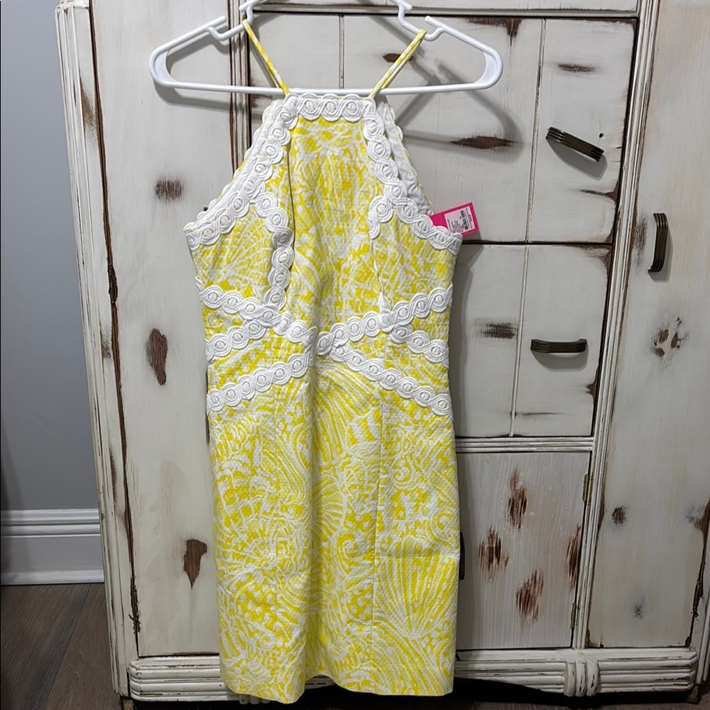 Yellow and White Halter Sundress for Wedding Guest